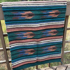 RARE Vintage Rya Hand-Woven Wool Blend Southwestern Rug/Taspesty 30x60"